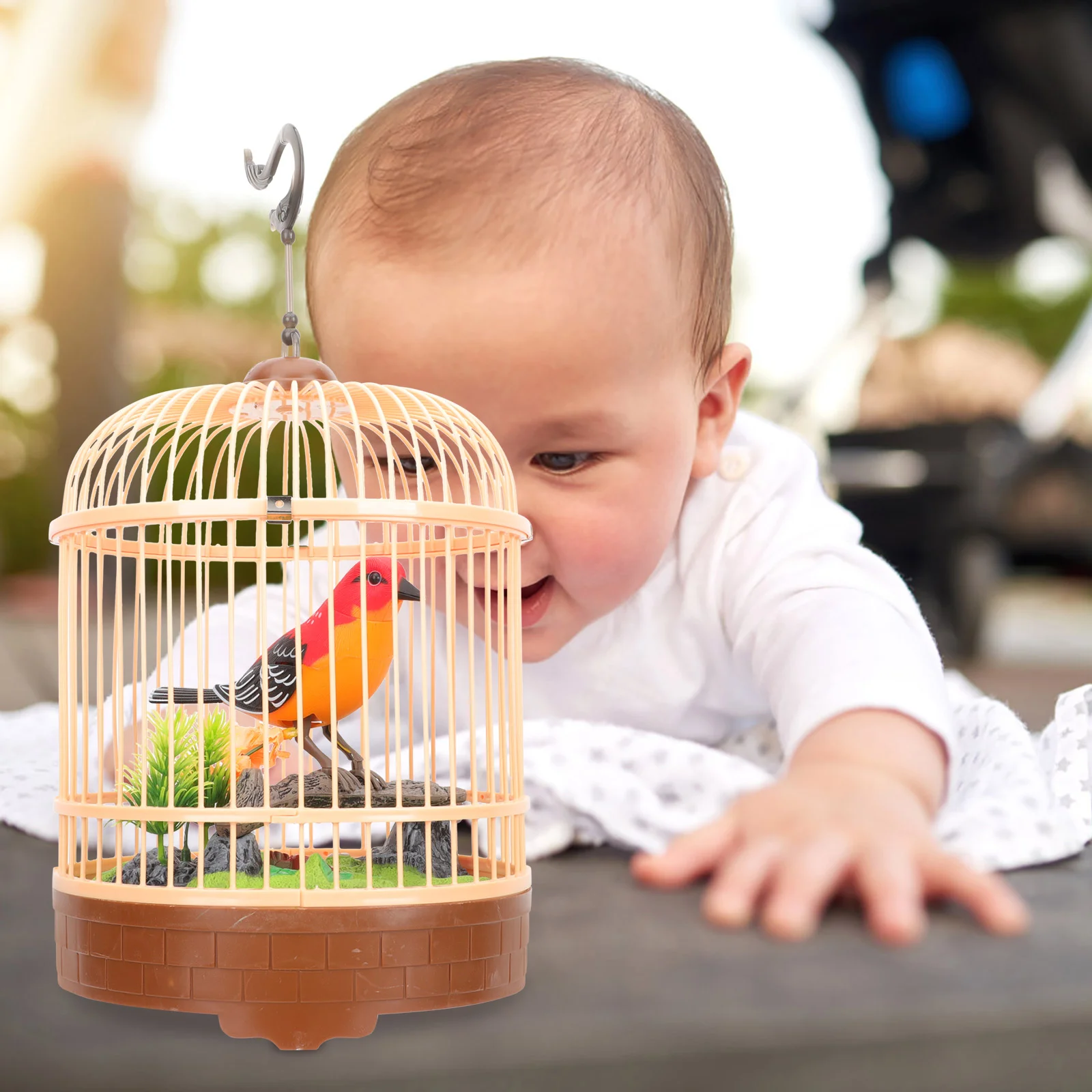 Brinquedo elétrico da gaiola do pássaro, Birdcage da indução, Cantando do brinquedo, sons realísticos, decoração plástica do movimento, brinquedos engraçados