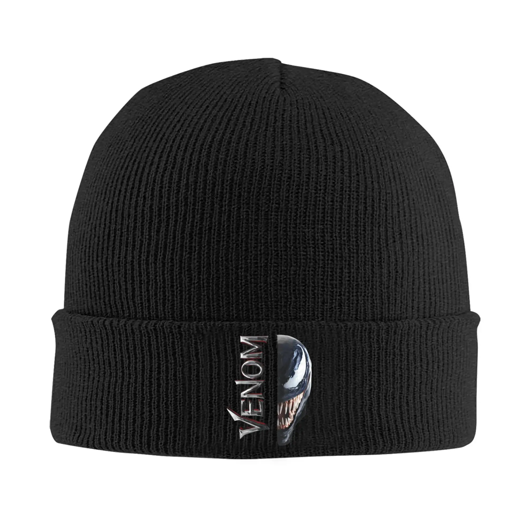 Venom Split Down The Middle Grin Hats Autumn Winter Beanie Warm  Caps Unisex Acrylic Skullcap