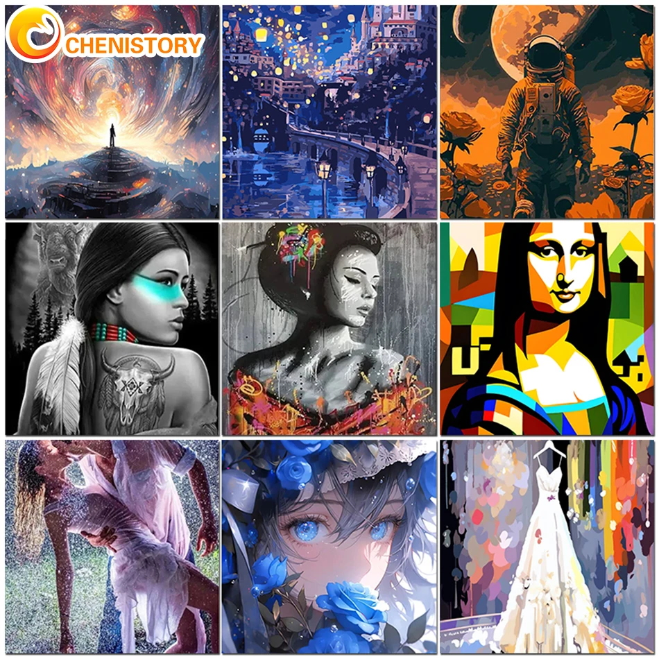 

CHENISTORY Paintings By Number Women Figure DIY Oil Painting By Number Kit Home Decor Drawing On Canvas HandPainted Unique Gift