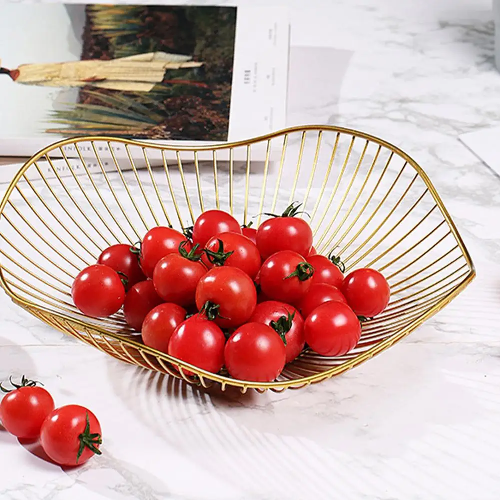 Metal Wire Fruit Bowl Exquisite Iron Arts Fruit Storage Baskets For Kitchen Counter Vegetables Bread Snacks Plate Decorative