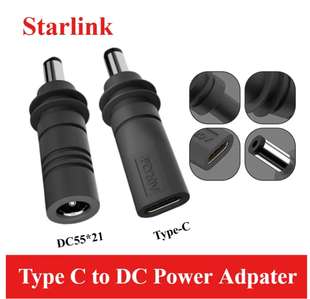 

DC5521 Male to Starlink Mini GEN3 PD 100W USB C Female Connector Charge Barrel Jack Power Plug Type C to DC/D to D Power Adpater