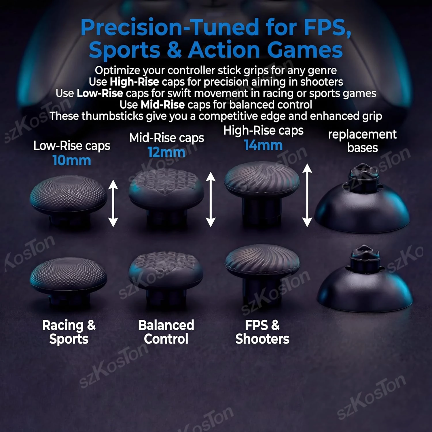 For PS5 PS4 Controller Replacement Thumbstick Caps for Switch Pro Xbox Series S/X Analog Joystick Grips Button Cover Repair Set view 5