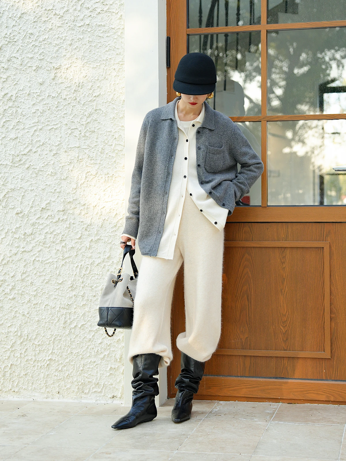 

Женский повседневный вязаный кардиган LemonChen из шерсти с воротником-стойкой, высокочастотной вязки, практичный и красивый