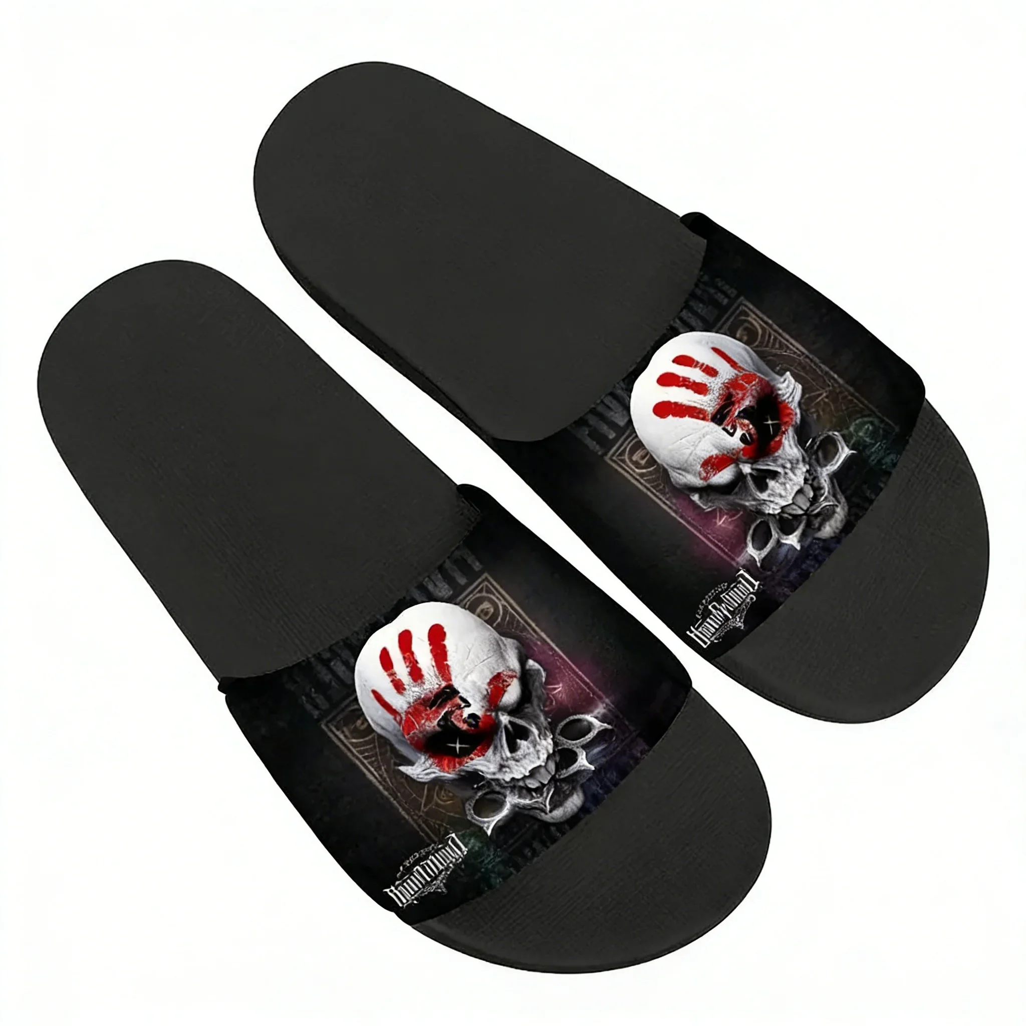 Five Finger Death Punch Slippers Man Woman Boy Girl Tailor Made Slides Sandals Photo Text Customized Bath Shoes Water Shoe Black