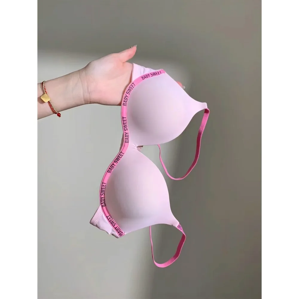 BANERDANNI New Dopamine Color Seamless Wireless Bra Set Push Up Gather Sexy Lingerie Panties Underwear For Women 32‑38AB bra set