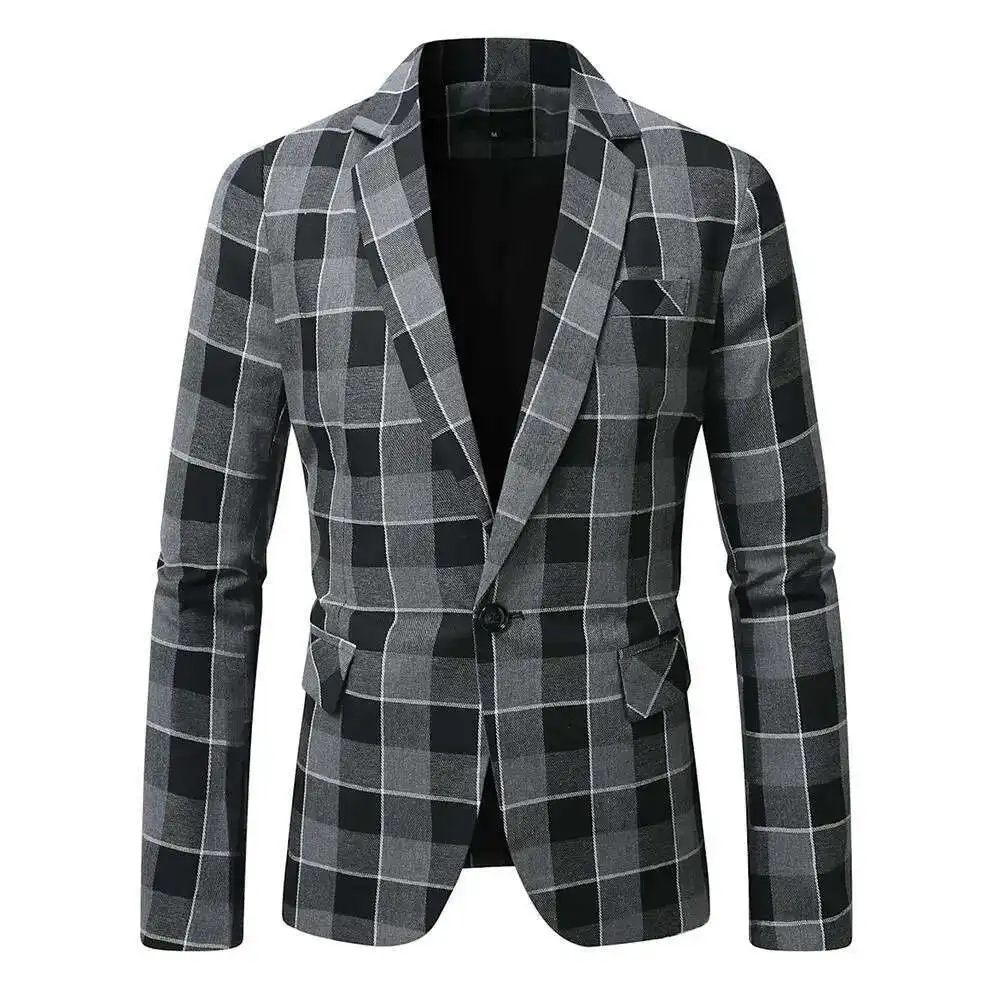 

Mens Single-Breasted V-Neck Striped Suit Jacket Casual Leisure Blazer Office Top In Black Coat M-XXL