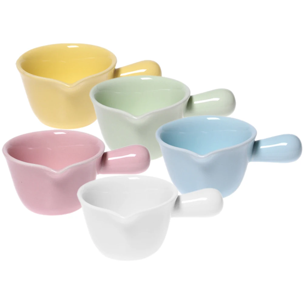 

5Pcs Ceramic Milk Jug Premium Material Easy Clean Unique Spout Multipurpose Home Coffee Shop Use Creamer Pitcher