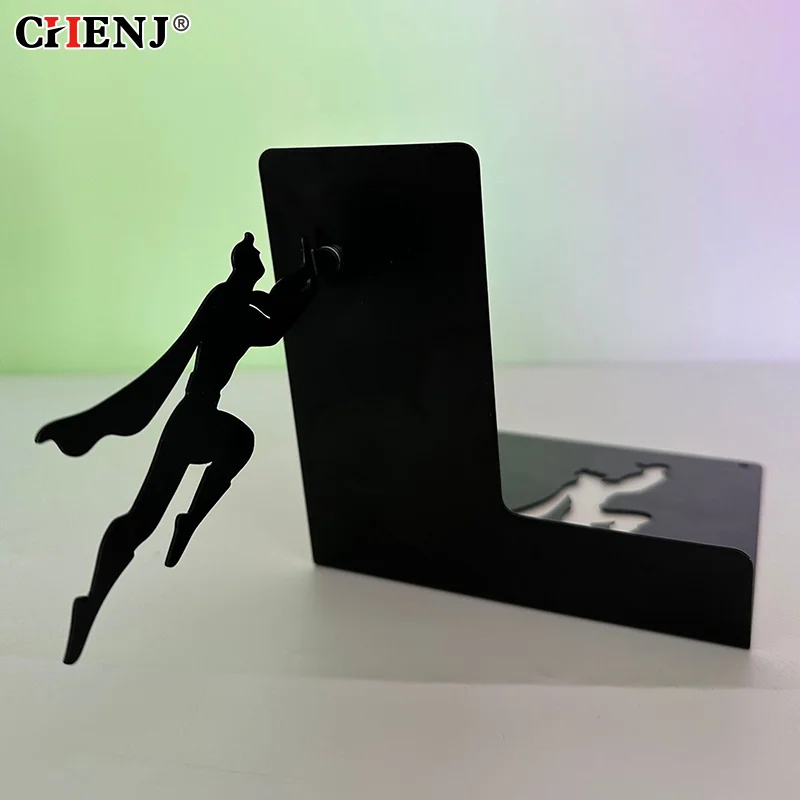 

Creative Super Hero Bookshelf Figurines Metal Book Storage Display Desktop Ornament Office Accessories Books Standing Base