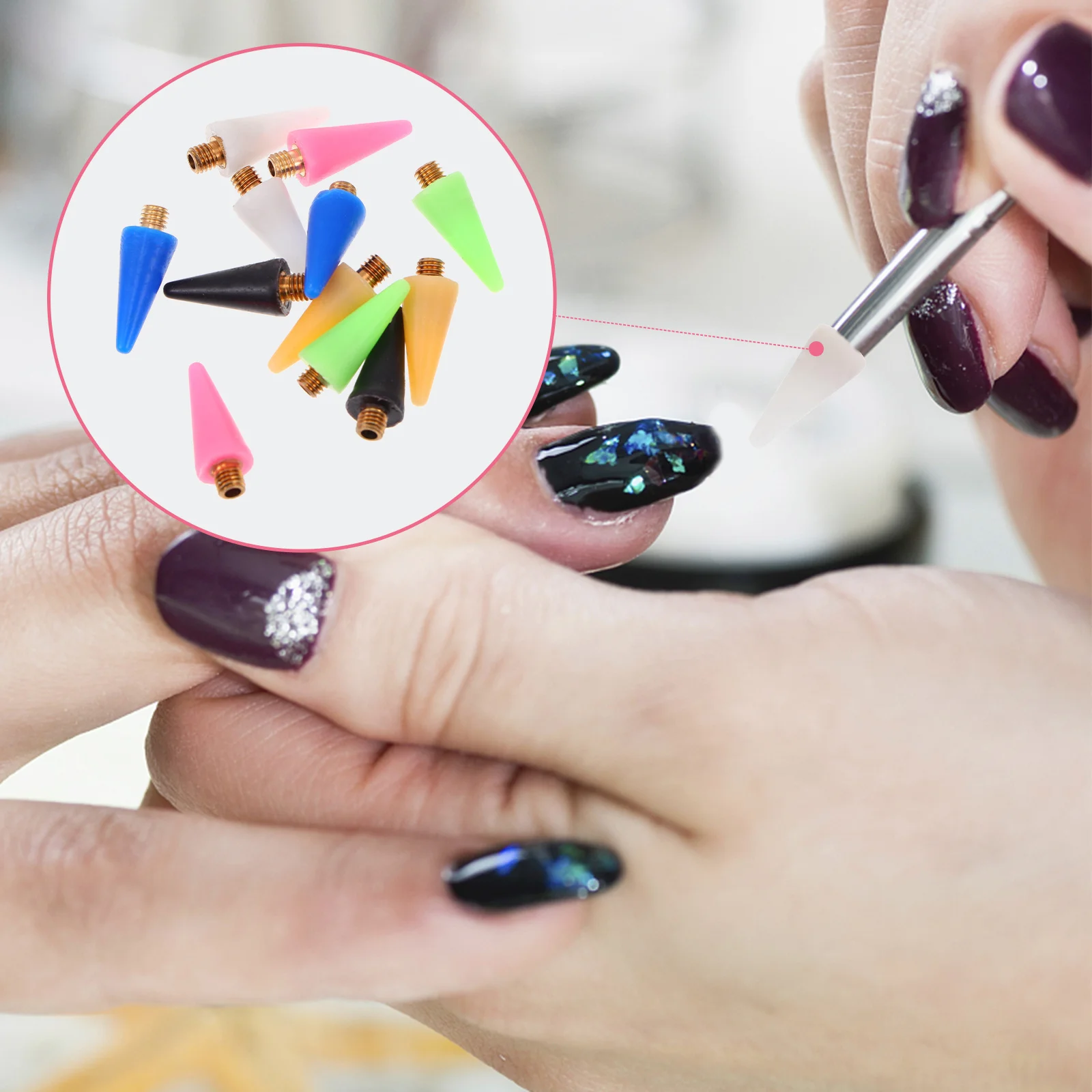 12pcs Nail Pen Tip Wax Replacement For Rhinestone Picker Dotting Pen Tool Manicure Accessory Electric Drill Head Nail Art