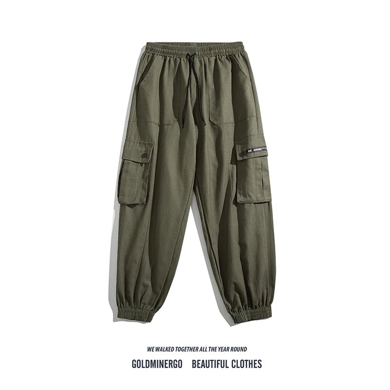 

Retro Japanese Sle Men's Sports Pants Loose Fit Casual Workwear Trousers with Multiple kets Versatile Comfortable Cotton