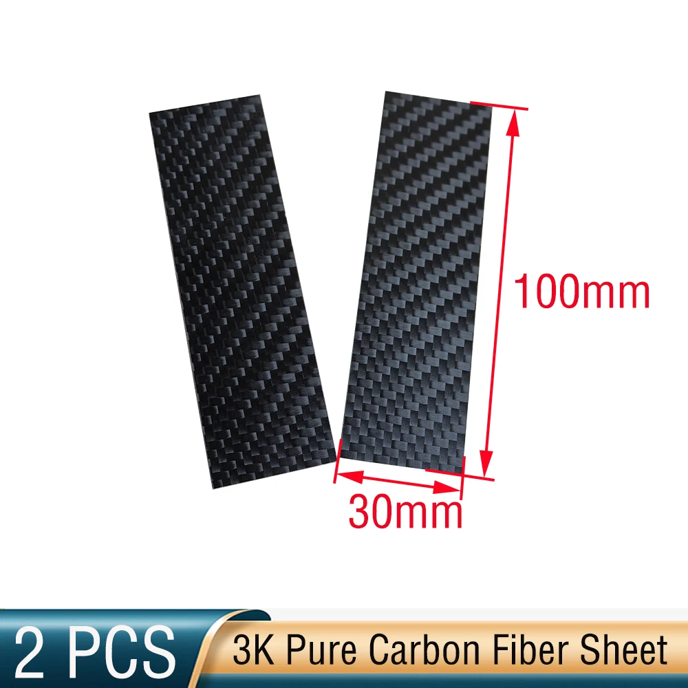 2PCS 3K reine carbon faser Blatt 30x 100mm Carbon faser karte dicke 1,2mm Carbon faser polieren bord