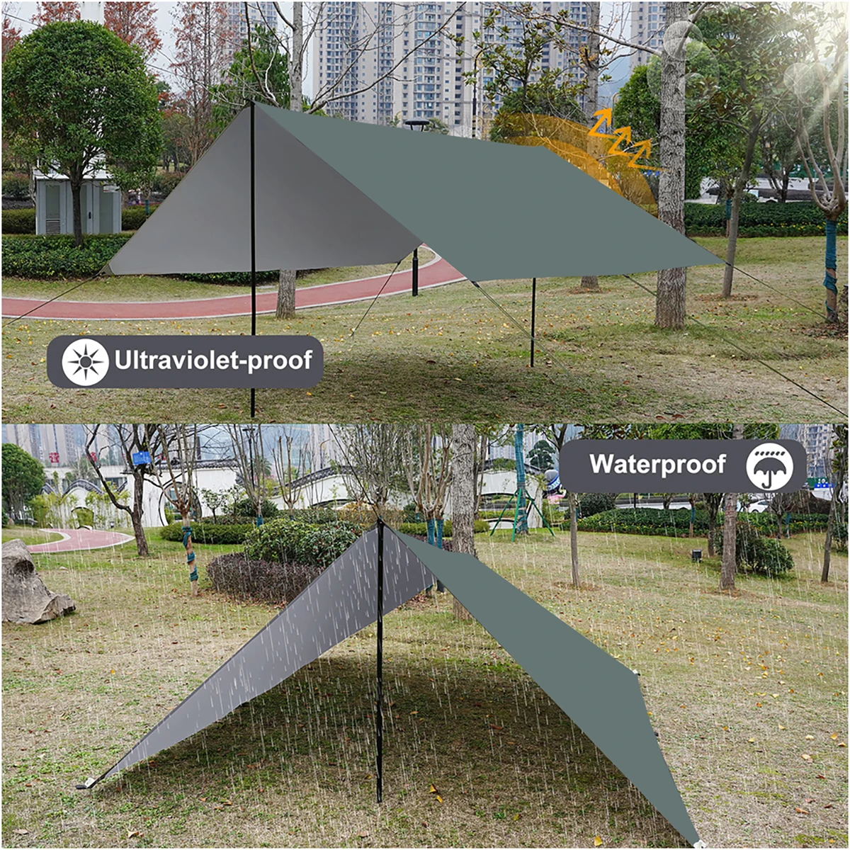 Camping Tarp Waterproof Portable Tarp Multifunctional Outdoor Camping Traveling Awning Backpacking Tarp Shelter Rain Tarp