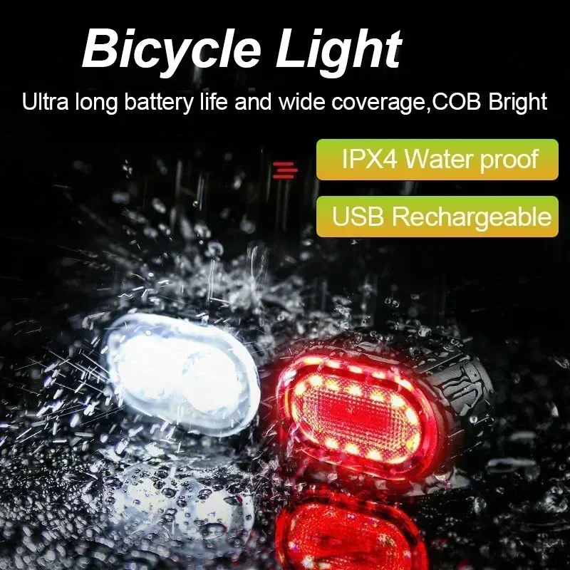 IPX4 Water Resistant Bike Light Set USB Rechargeable Front Rear LED Bicycle Lights Multiple Modes for Cycling MTB Road Bike
