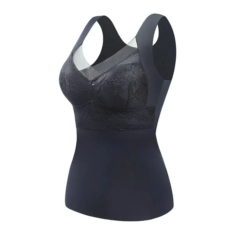 1pcs Woman Thermal Underwear Thermo Lingerie Winter Soft Warm Top Wear Thermo Vest  Undershirt Intimate Lace with Bra Padded