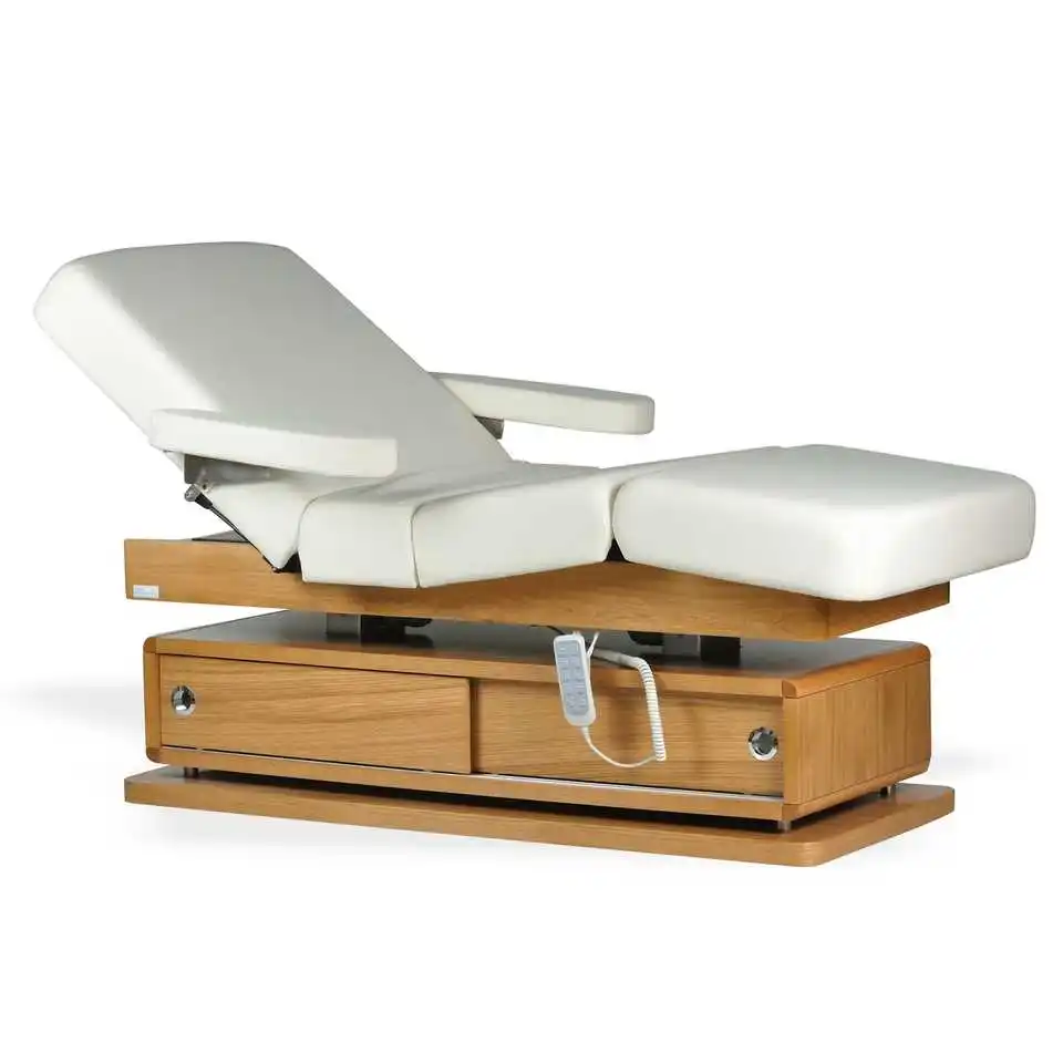 Professional 3-Motor Electric Spa Facial Massage Bed With PU Leather Upholstery And Adjustable Backrest For Beauty Salons