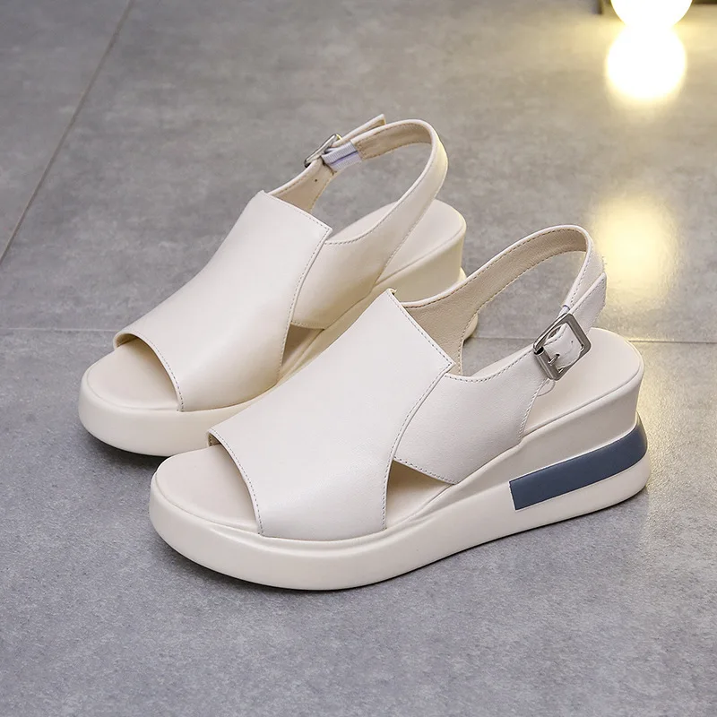 Women Summer Platform Sandals Buckle Strap Open Toe Thick Bottom Punk Ladies Casual Flats Shoes Non-slip Beach Sandals Plus Size