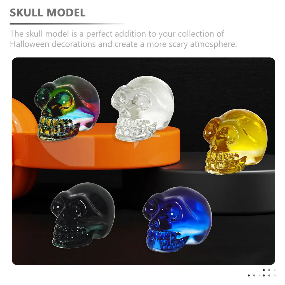 

3Pcs Skull Decor Halloween Realistic Small Crystal Head Props Scary Party Photo Haunted House Decoration