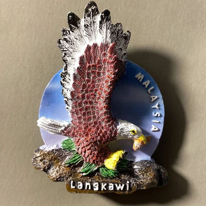 ماليزيا، جزر لانجكاوي، ثلاثية الأبعاد الإبداعية، النسور الحيوانية، الهدايا التذكارية السياحية، الحرف اليدوية، مغناطيس الثلاجة