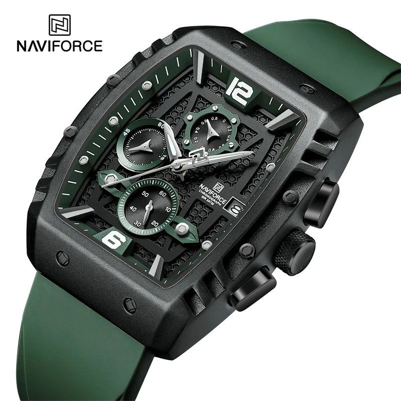 NAVIFORCE Brand 2023 New Men\'s Watches Luxury Silicone Strap Casual Quartz Wristwatches Sport Waterproof Clock Relogio Masculino