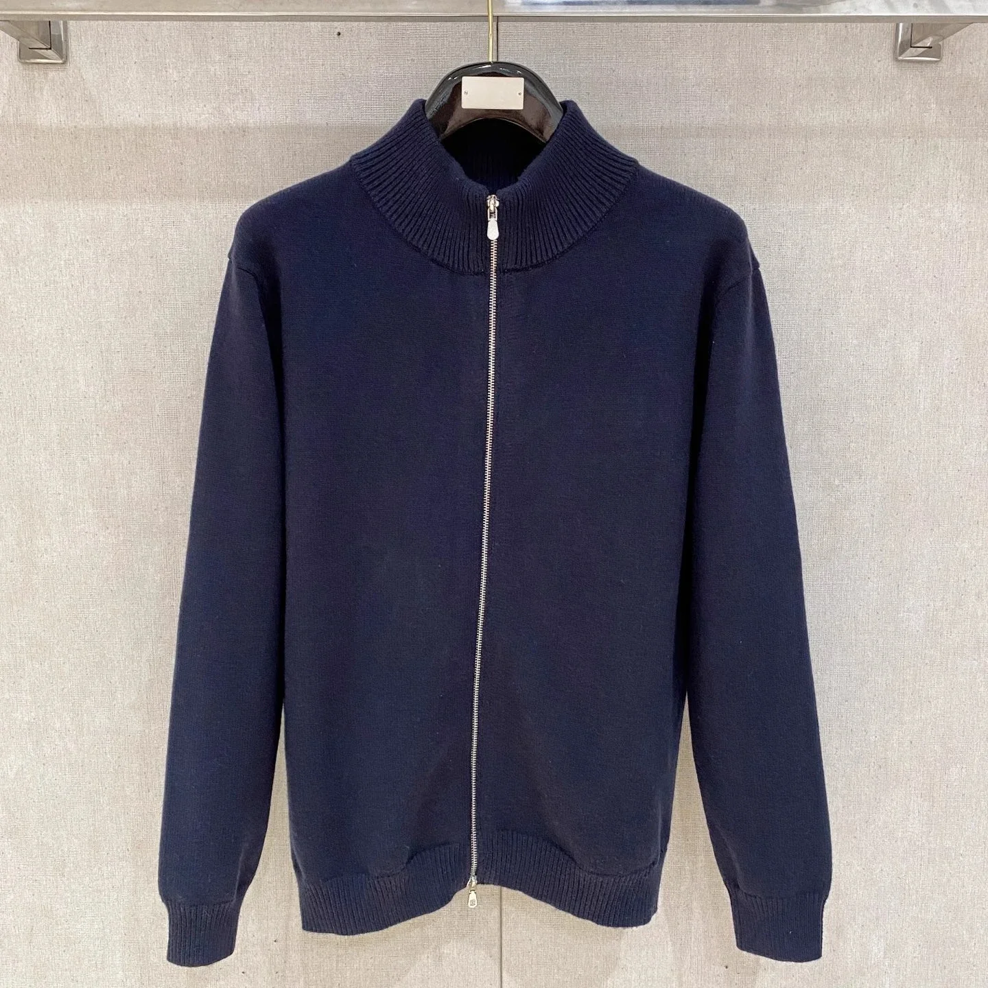 BC Italian embroidered stand-neck zip-up cardigan