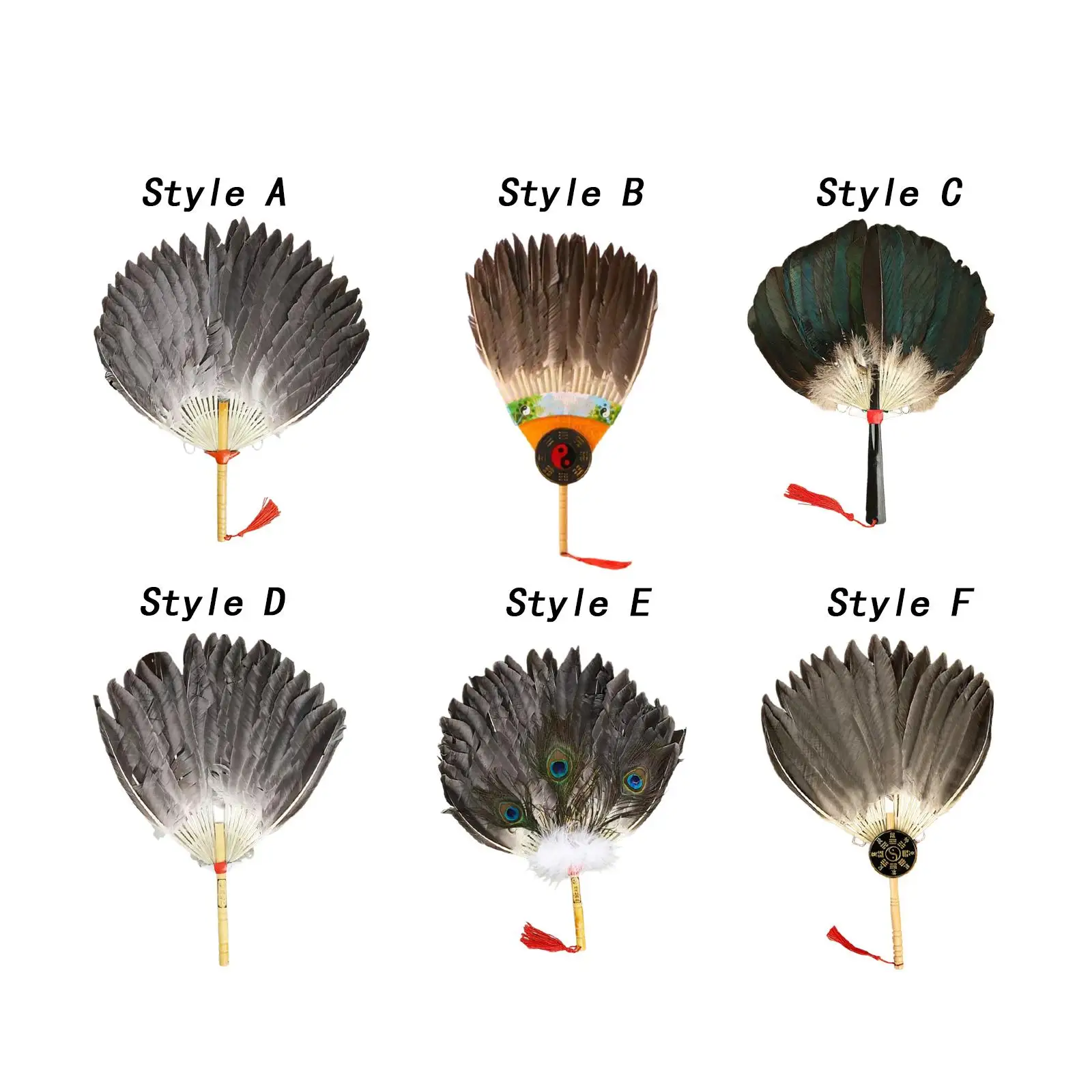 Chinese Zhuge Liang Feather Fan Collectible Fan Women Chinese Ancient Fan Feather Handheld Fan for Performances Party Holiday