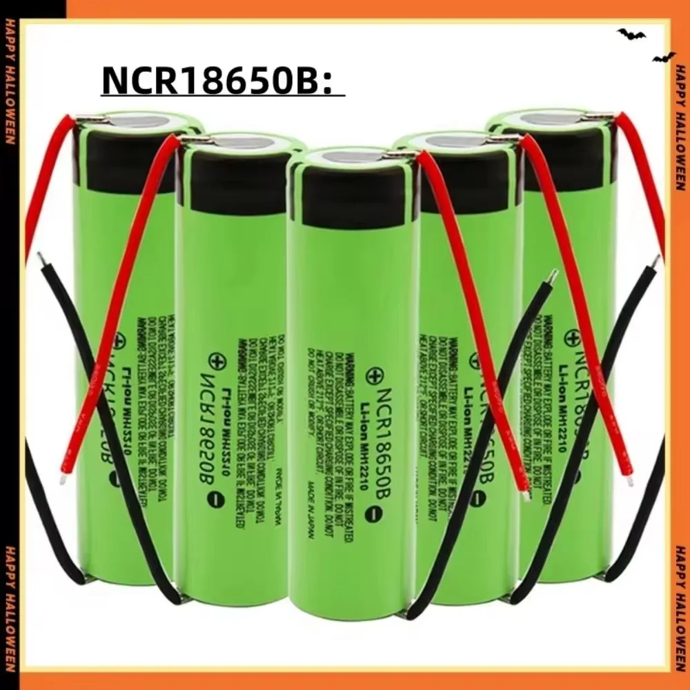 New 18650 lithium battery 3400mAh 3.7v 25A NCR18650B high power power tool battery 18650 rechargeable battery+DIY Wires