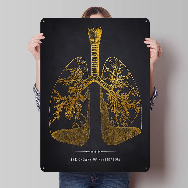 Organs of Respiration Printed Poster Customized Retro Wall Art Vintage Metal Tin Signs for Home Interior Decoration Living Room