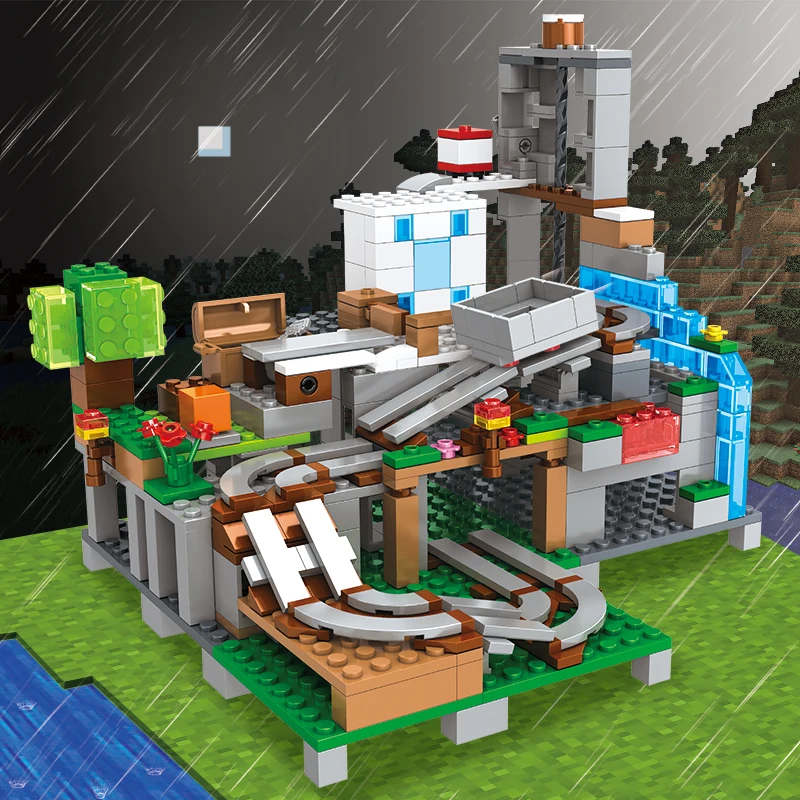 

Набор строительных блоков Cave Village Special Edition с фигурками Стива, совместимый с My World, игрушка, подарок на день рождения
