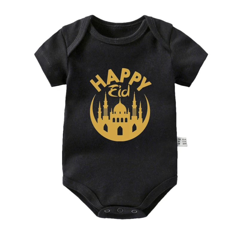 2025 Eid Mubarak Newborn Baby Bodysuits Cotton Short Sleeve Infant Clothes My First Eid Outfit Romper Islamic Holiday Best Gifts