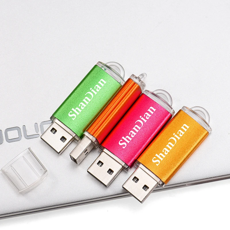 Shandian ไมโคร USB สีดำ2.0แฟลชไดร์ฟ128GB ฟรีพวงกุญแจไดรฟ์64GB pendrive 32GB กันน้ำ16GB แฟลชไดร์ฟ8GB