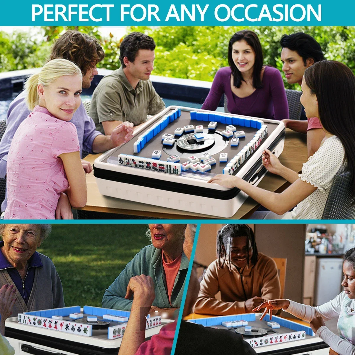 Automatic American Chinese Mahjong Table Handheld Mini Gaming Table with Magnetic Tiles