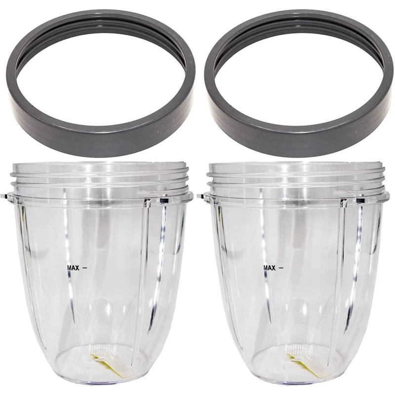 Tasse à capacité courte avec anneaux Jules pour mélangeurs Nutribullet, 18oz, 600W, 900W, paquet de 2