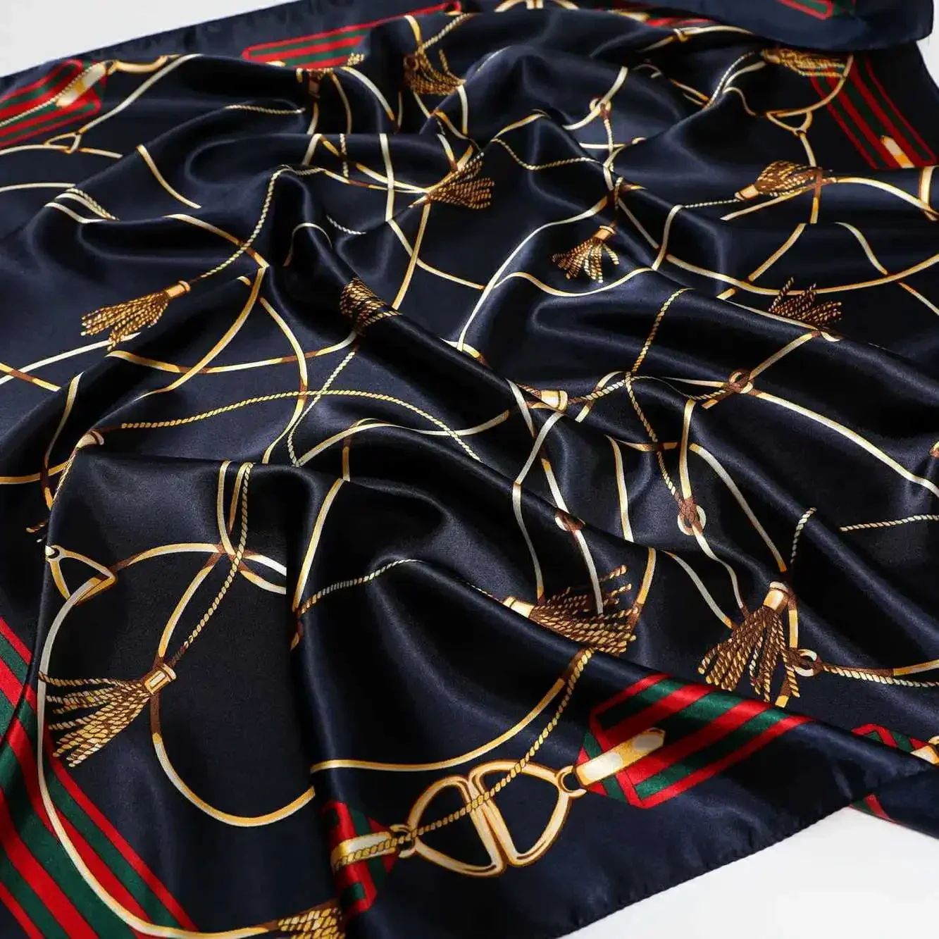 Chales y chales cuadrados de 90x90cm, bufanda para el cuello con estampado Floral para mujer, bufandas para el cuello de satén de seda para mujer,