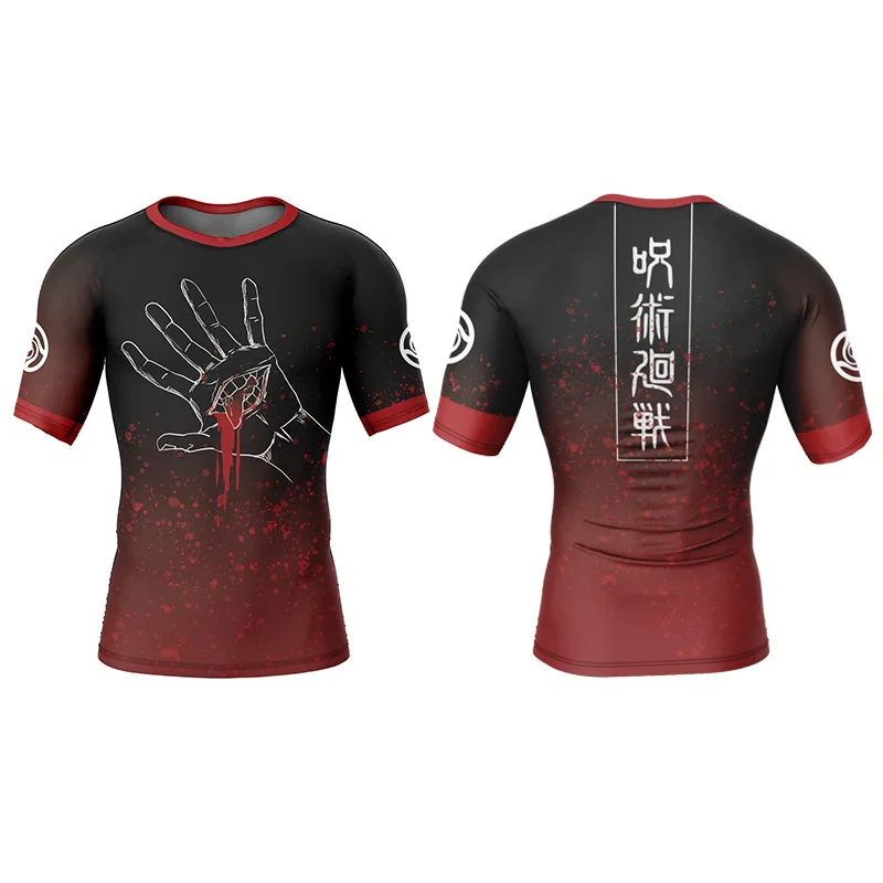 Anime Jujutsu Kaisen T-Shirt 3D Print Ryomen Sukuna Compression Fitness Undershirt Tee Oversized Odzież Męska Top Odzież Sportowa