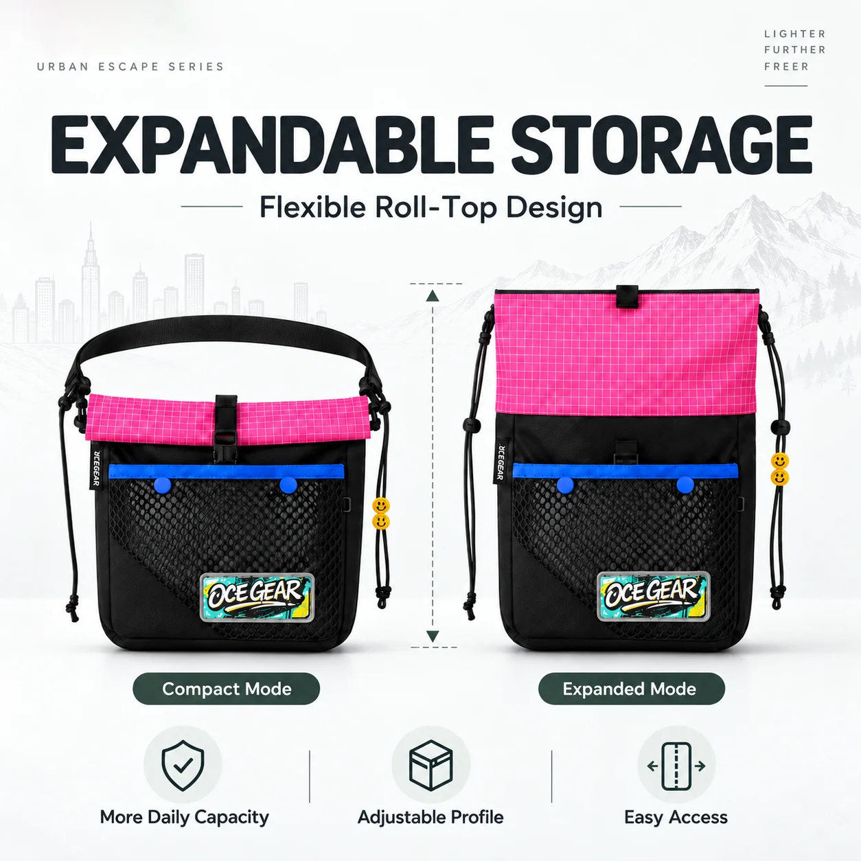 OCEGEAR X-Pac Crossbody Bag for Men 180g Ultralight Expandable Waterproof Fabric Phone Bag Shoulder Sling Bag Travel YKK Zipper