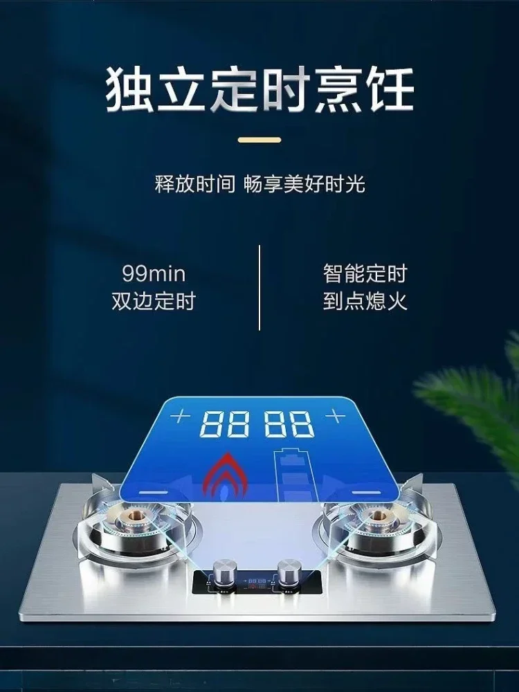 신형 가스레인지 - 2구 버너, 천연/액화 가스용 순수 구리 직분사 화염, 빌트인 및 탁상용 겸용