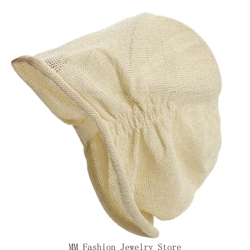 Casual Skull Cap with Gathered Elastic Back and Airy Texture Touch for Women D0UB