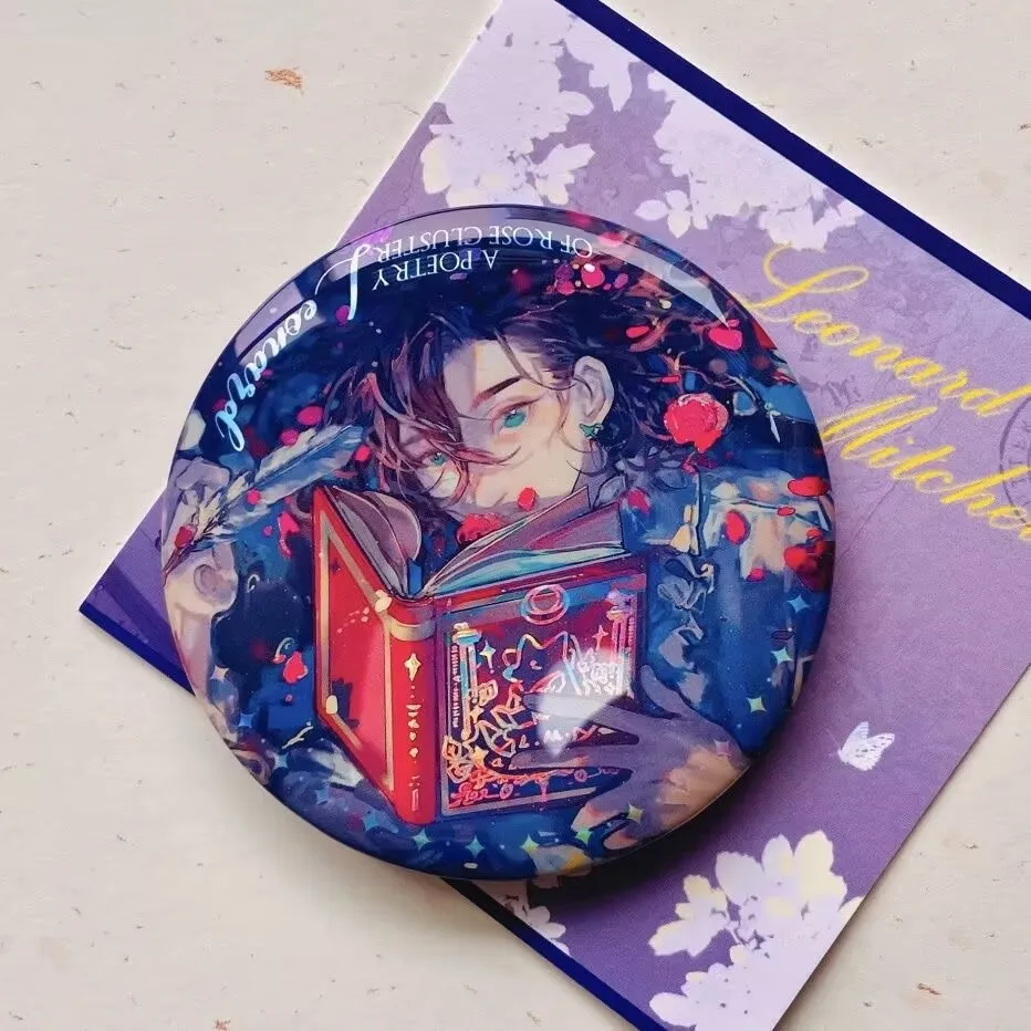 『ミステリアスマスター』バジ「水の月光の花、庭の夢のバラの花束」ブリキバジキビ周辺バッジブローチ