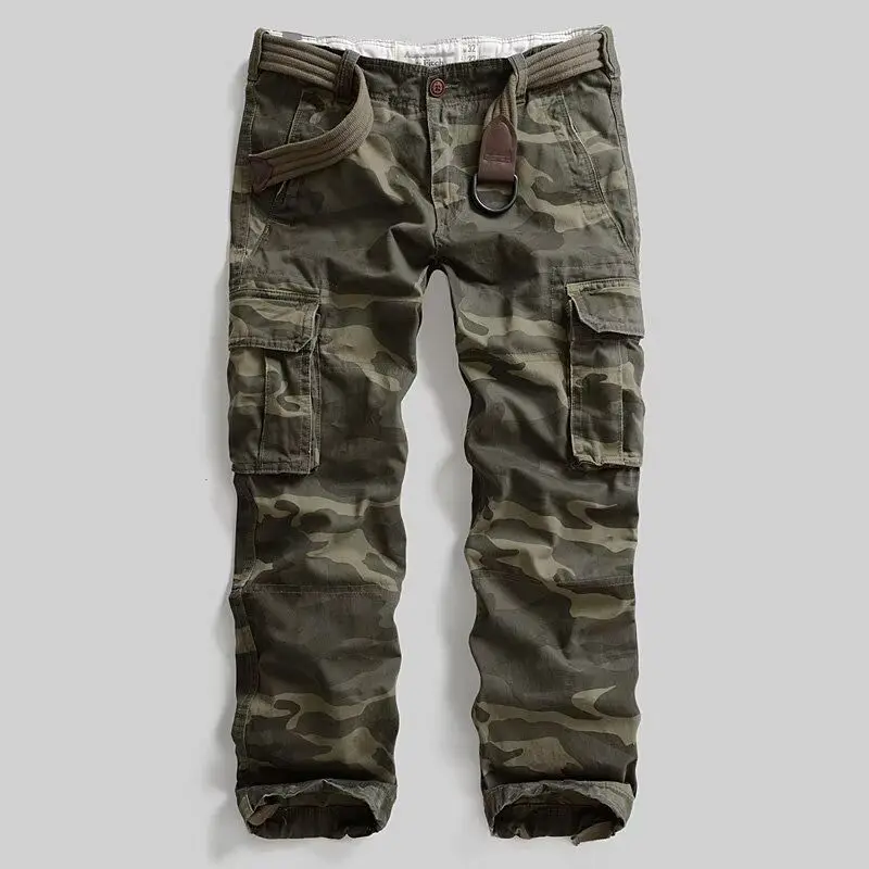 New Casual Washed Regular Straight Loose Outdoor Military Instructor Combat Cotton Camouflage Pants Men's Tooling Cargo Trousers view 2