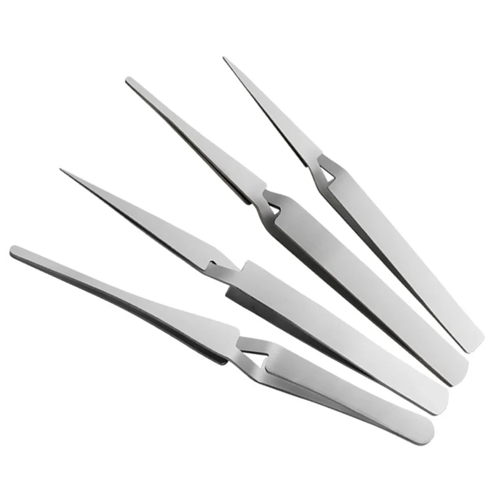 Stainless Steel Precision Tweezers Reverse Fixed Self-Locking Inverse Tweezers   For Electronic Component Repair Tools