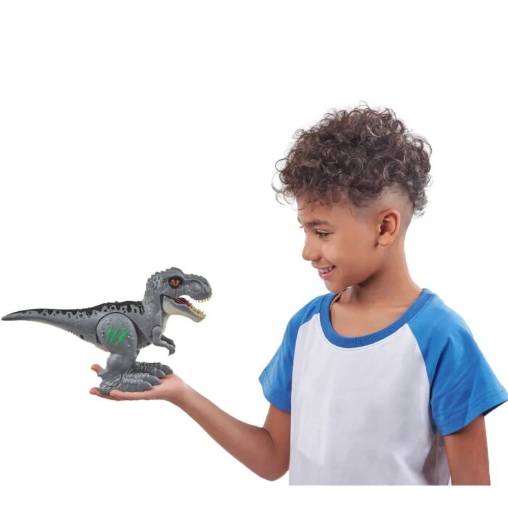 Robo Alive Attacking Giocattolo robotico a batteria T-Rex grigio di Zuru, giocattolo dinosauro, regalo per ragazzi dai 3 anni in su