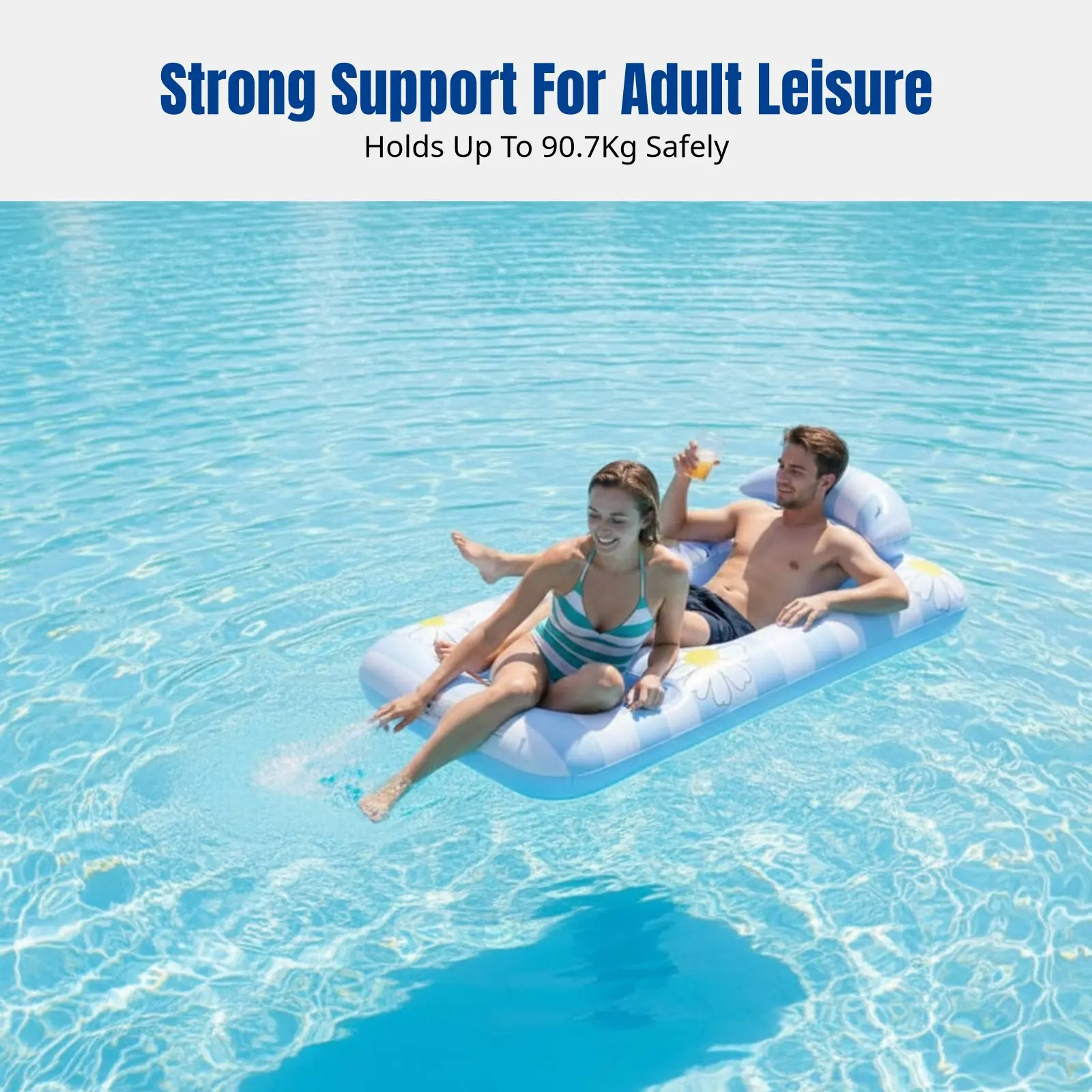 

Swimming Float Bed, Inflatable Water Lounger, Thick Mesh Mattress, Pool Chair for Women, Summer