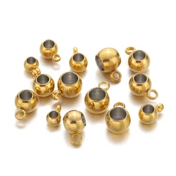 20pcs Stainless Steel Big Hole 2/3/4mm Spacer Beads Pendant Charms Clasps Gold Color Bail Beads for DIY Jewelry Making Findings