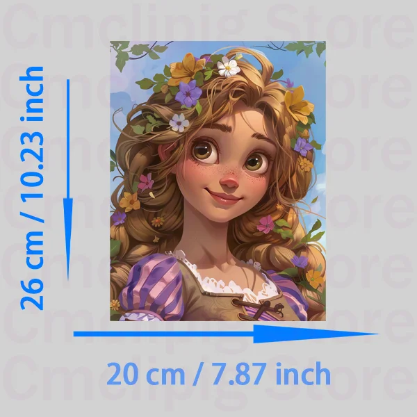 Retro cute princess Rapunzel thermoadhesive patches thermo-stickers for children Ironing applications DIY Sewing