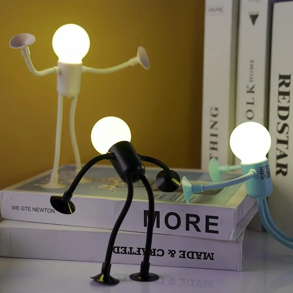 Changeable Shape Funny Sportsman Night Light Versatile Mini Lamp Button Battery Desk Lamp Vacuum Adsorption Creative Ornament