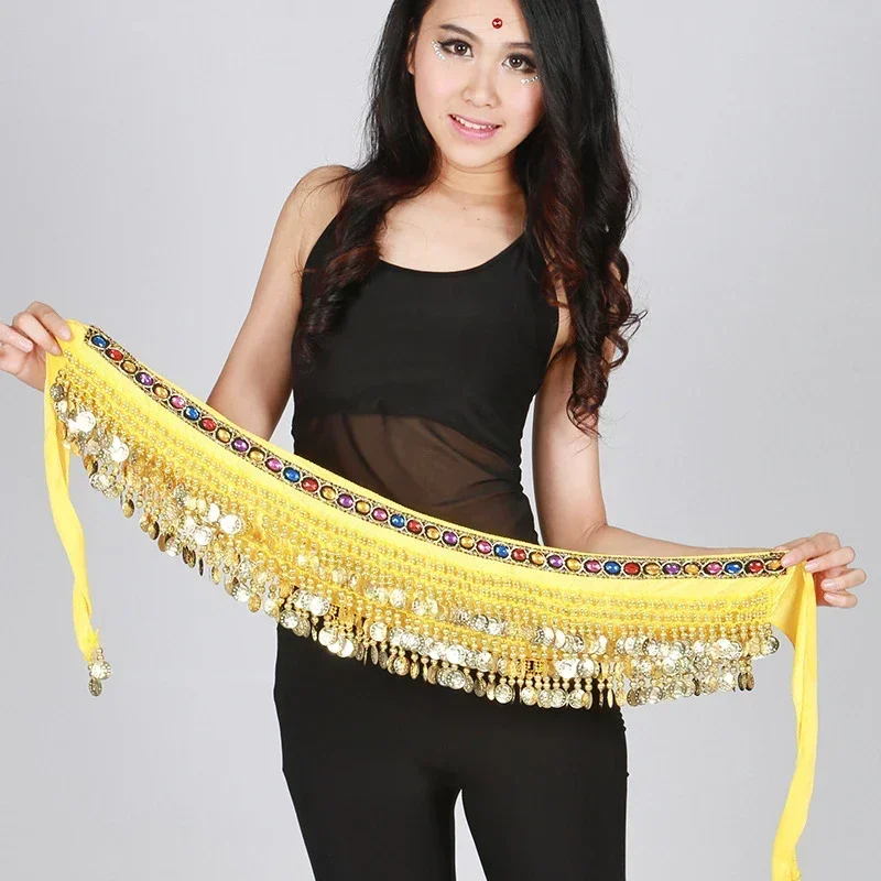 

Belly Dance Short Skirt Practice Metal Coins Stage Performance Indian Dance Waist Coin Belt Package Hip Belt Dance Accessories
