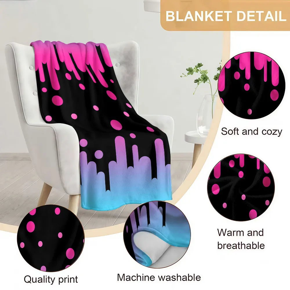 Gradient Drip Paint Soft Warm Flannel Blanket Lightweight Cozy Christmas Halloween Home Decor Room