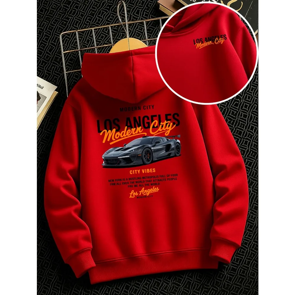 Children's LOS ANGELES Sports Car Letter Printing Hoodie Loose Casual Long-sleeved Spring and Autumn Children's Clothing
