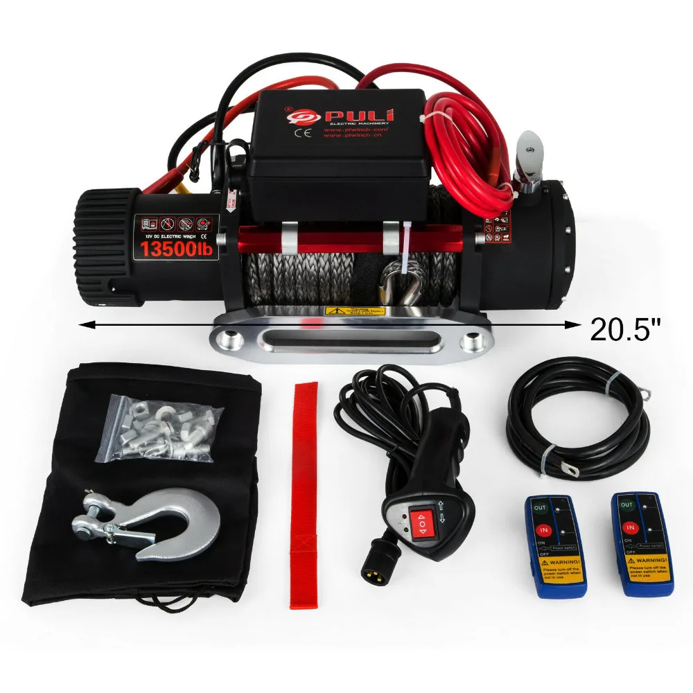 13500LBS /12000LBS Electric Winch Synthetic Rope 12V Winches 4X4 with 2pcs Remote Control For Trucks RVs ATV UTV