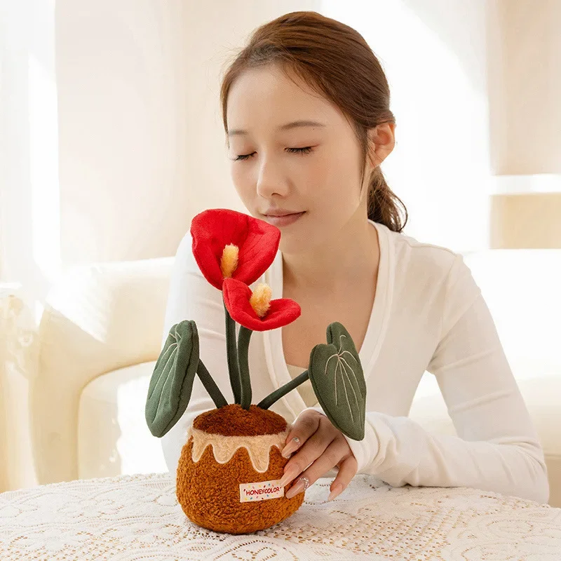부드러운 플러시 화분 장난감 컬렉션 과일 꽃 단풍잎 봉제 인형 포근하고 사랑스러운 플러시 인형 홈 데코 소녀를 위한 선물